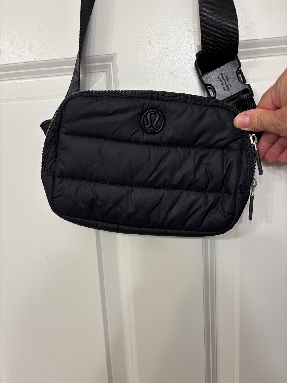 lululemon athletica Black Quilted Belt Bag with Adjustable Strap